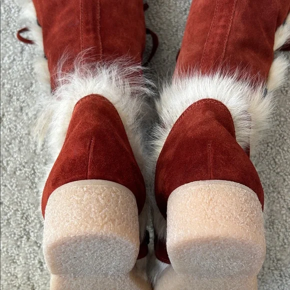 Vintage Coach Andi Knee High Rust Suede Fur Trimmed Boots in Women’s Size 6.5